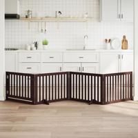 Hondenhek inklapbaar 4 panelen 320 cm populierenhout bruin