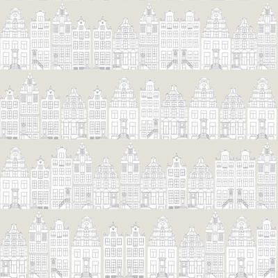 Dutch Wallcoverings Joy - Grachtenpanden - Beige/Wit