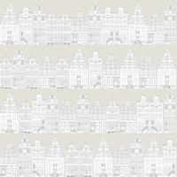 Dutch Wallcoverings Joy - Grachtenpanden - Beige/Wit