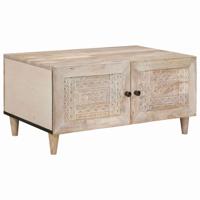 Salontafel met opslag Beige 80 x 50 x 40 cm massief mangohout