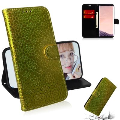 Voor Galaxy S8 effen kleur kleurrijke magnetische Buckle horizontale Flip PU lederen draagtas met houder & kaartsleuven & portemonnee & Lanyard (goud)