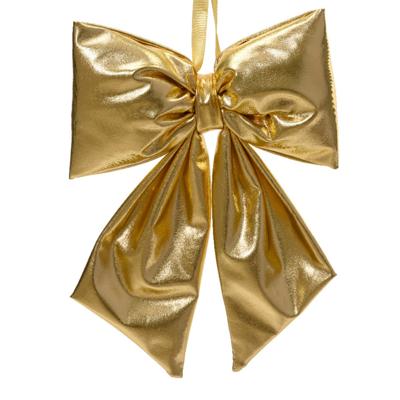 Grote decoratie strik - 28 x 40 cm - goud - metallic - kunststof - deur ornament kerststrik