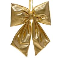 Grote decoratie strik - 28 x 40 cm - goud - metallic - kunststof - deur ornament kerststrik