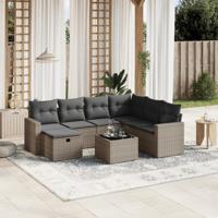 8-delige Loungeset met kussens poly rattan grijs 8-delige Loungeset met kussens poly rattan grijs