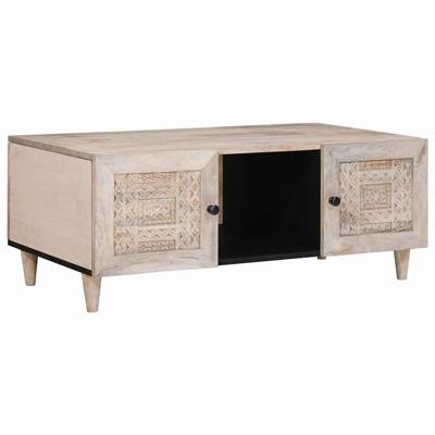 Salontafel met plank Beige 100 x 54 x 40 cm massief mangohout