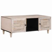 Salontafel met plank Beige 100 x 54 x 40 cm massief mangohout