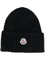 Moncler bonnet en laine vierge à design nervuré - Noir - thumbnail