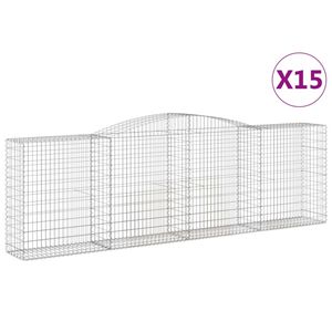 The Living Store Schanskorf Gabion 400x50x120-140 - Zilver gegalvaniseerd ijzer - 15 stuks