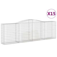 The Living Store Schanskorf Gabion 400x50x120-140 - Zilver gegalvaniseerd ijzer - 15 stuks