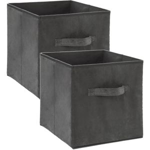 Set van 2x stuks opbergmand/kastmand 29 liter donkergrijs polyester 31 x 31 x 31 cm