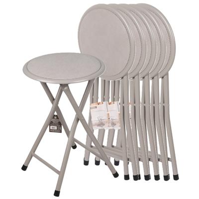 Urban Living Bijzet krukje - 6x - grijs - metaal - 30 x 45 cm - inklapbaar - woonaccessoires