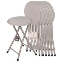 Urban Living Bijzet krukje - 6x - grijs - metaal - 30 x 45 cm - inklapbaar - woonaccessoires