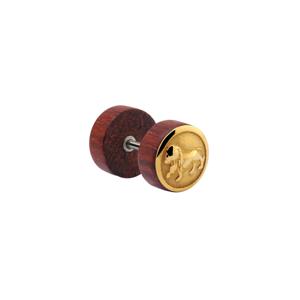 Fake plug met staal accessoire Mahogany/Chirurgisch staal 316L Fake Piercings