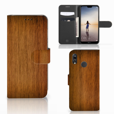 Huawei P20 Lite | Book Style Case | Donker Hout