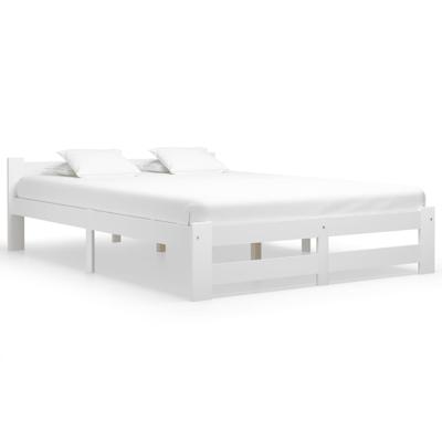 Bedframe massief grenenhout wit 120x200 cm