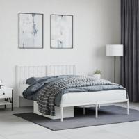 Bedframe met hoofdbord metaal wit 135x190 cm