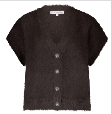 Red Button Sleeveless Fuzzy espresso