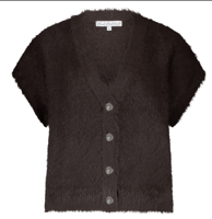 Red Button Sleeveless Fuzzy espresso