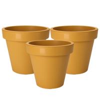 Pro Garden Plantenpot/bloempot - 3x - Tuin buiten - kunststof - okergeel - D30 cm