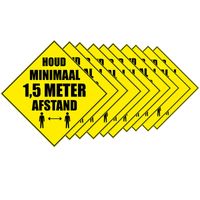 10x Waarschuwingssticker Houd 1,5 meter afstand sticker 10,5 cm - thumbnail