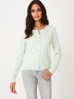 Basic fijn gebreid cardigan in organisch katoenmix