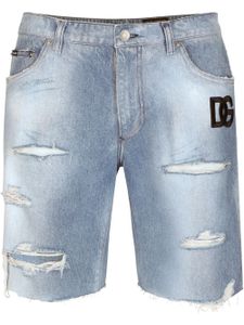 Dolce & Gabbana short en jean à patch logo - Bleu