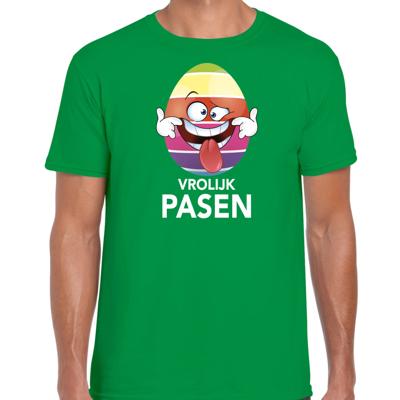 Paasei die tong uitsteekt vrolijk Pasen t-shirt - groen - heren - Paas kleding / outfit