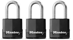 Masterlock 3 x 48mm laminated steel keyed alike padlocks - anti-rust thermoplasti - M115EURTRILF
