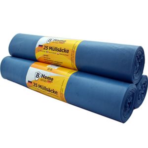 50x Grote afvalzakken/vuilniszakken 120 liter blauw