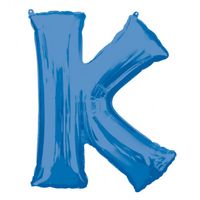 Folieballon Blauwe Letter 'K' - Groot - thumbnail