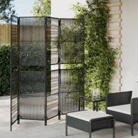 Kamerscherm 4 panelen poly rattan zwart