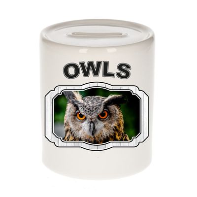 Dieren uil spaarpot - owls/ uilen spaarpotten kinderen 9 cm