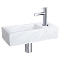 Differnz Helios fonteinset marmer - kraan recht - 37.5 x 18.5 x 9.5 cm - chroom