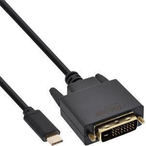 InLine 64132 video kabel adapter 2 m USB Type-C DVI-D Zwart