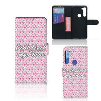 Motorola G8 Power Portemonnee Hoesje Flowers Pink DTMP - thumbnail