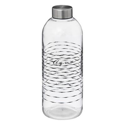 Glazen waterfles/drinkfles/sportfles - helder transparant - met RVS dop - 1000 ml
