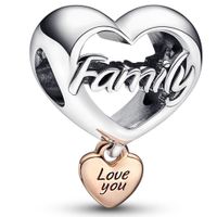 Pandora 782326C00 Hangbedel Love You Family Heart zilver rose-en zilverkleurig - thumbnail