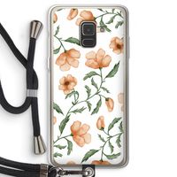 Peachy flowers: Samsung Galaxy A8 (2018) Transparant Hoesje met koord