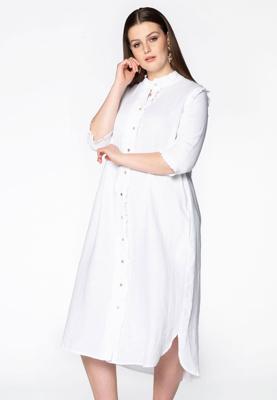 Yoek Blouse long ruffled | Wit | Maat 58/60