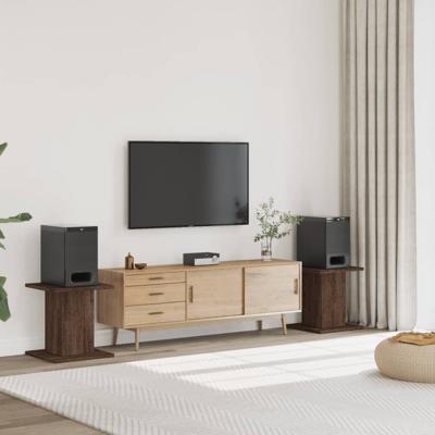 Speakerstandaards 2 st 30x30x40 cm bewerkt hout bruin eiken