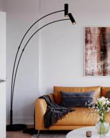 Grote zwarte vloerlamp met 2 GU10 fittingen By Rydens Puls