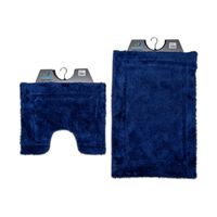 Wicotex-Badmat set met Toiletmat-WC mat-met uitsparing blauw uni-Antislip onderkant - thumbnail