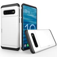 Schokbestendig robuuste Armor beschermende case voor Galaxy S10 PLUS, met kaartsleuf (wit)