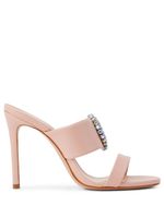 Schutz mules en cuir à ornements en cristal 100 mm - Rose