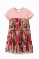 T-shirtjurk met bloemenprint - RED - 3/4 - thumbnail