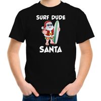 Surf dude Santa fun Kerstshirt / outfit zwart voor kinderen