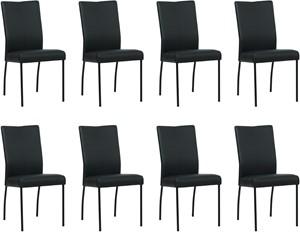 Set van 8 Zwarte leren moderne eetkamerstoelen Comfort - Toledo Leer Nero (zwart leer)
