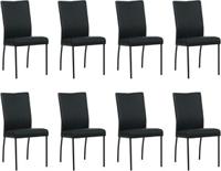 Set van 8 Zwarte leren moderne eetkamerstoelen Comfort - Toledo Leer Nero (zwart leer)