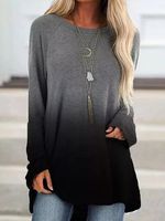 Casual Ombre/tie-Dye Long Sleeve Top - thumbnail
