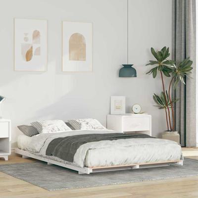Bedframe Wit 140 x 190 cm Massief grenenhout